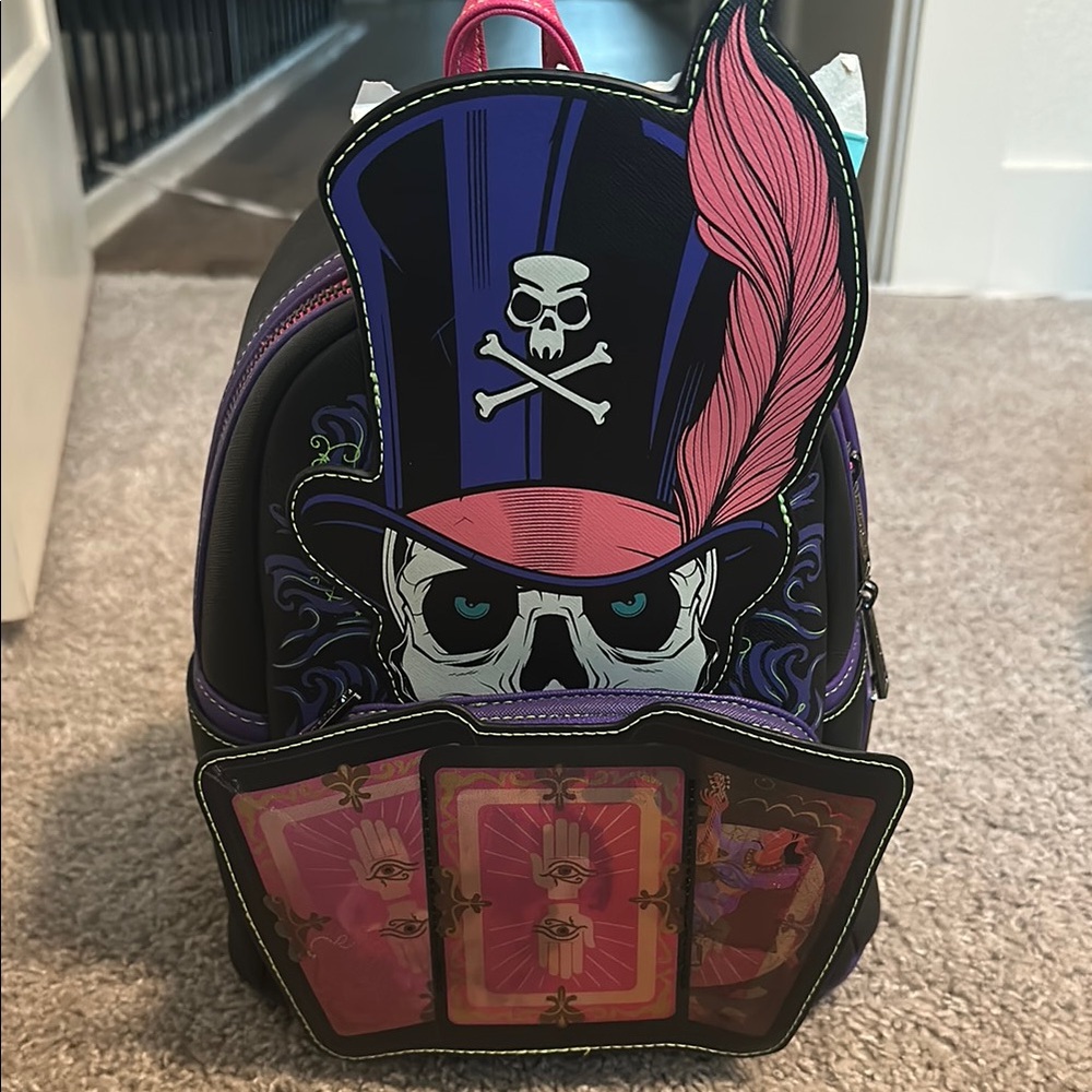 Loungefly Princess and the Frog Dr. Facilier Purple and Black Skull Backpack